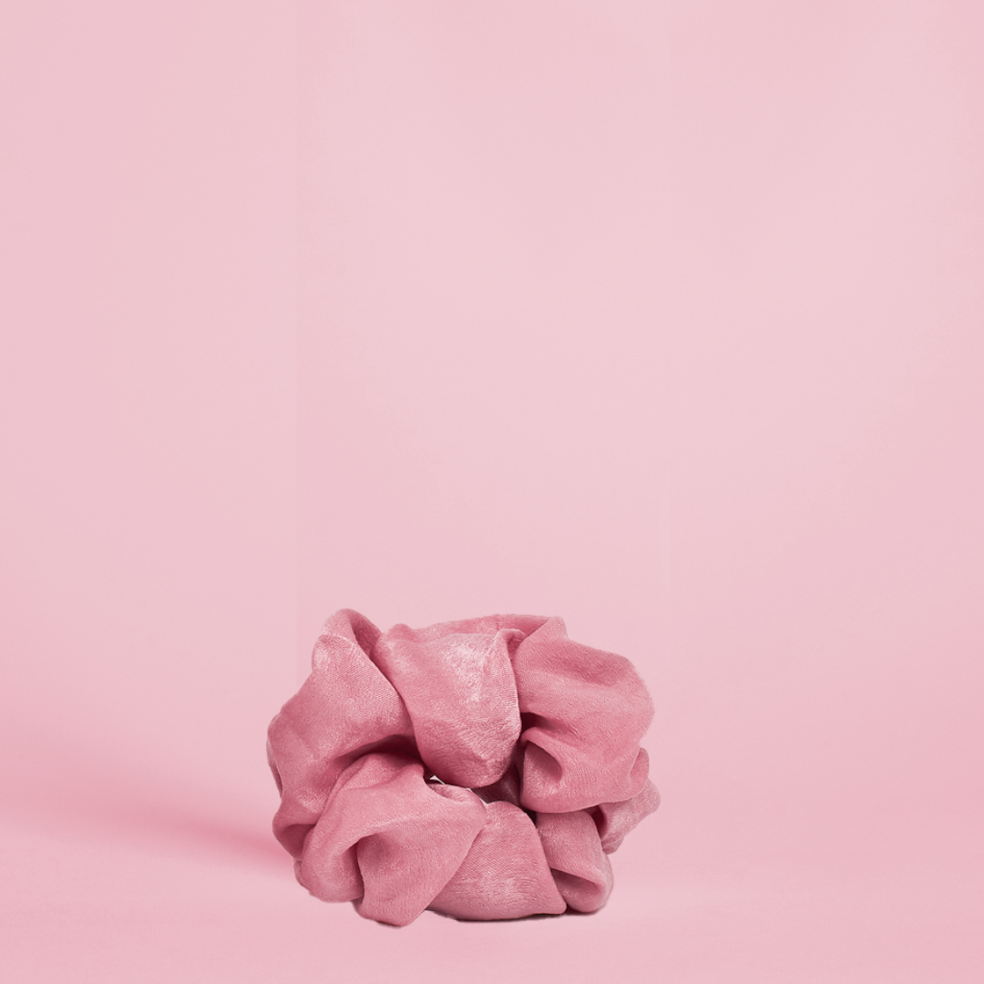 Pink Satin Scrunchie